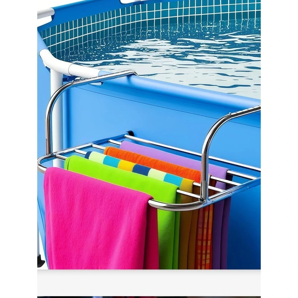 Pool Towel Rack Over The Pool Side Hanger Stainless‎ Steel Organizer